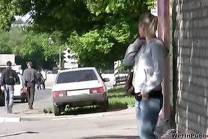 Public pissing outdoor solo clip with dissolute wench Irina
