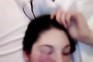 Brunette call-girl sucks my dong and titfucks it diligently