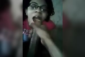 Nerdy dark hotwife is on her knees thirsty for cumload