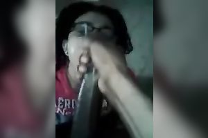 Nerdy dark hotwife is on her knees thirsty for cumload