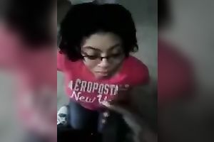 Nerdy dark hotwife is on her knees thirsty for cumload