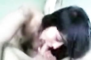 Amazing POV video with my charming brunette hair GF working on my penis