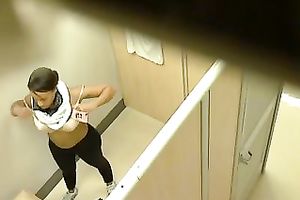 Three taut teenage chicks receive naked in locker room - hidden web camera