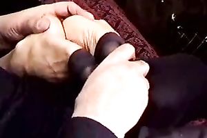 My hawt golden-haired hottie with smooth soles gives me outstanding footjob