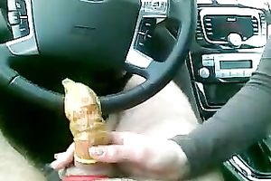 My excited coed enjoys engulfing my shaft in a car in POV video