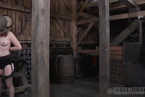 Super lascivious sweethearts with wet butts are bound up in the dungeon