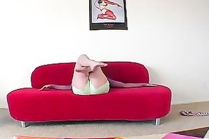 Wearing constricted top and petticoat revealing her bazookas and her muff