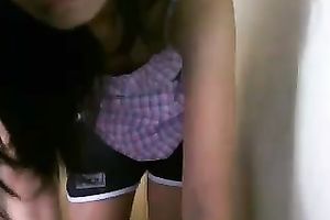 Cute dilettante Filipina slender black cock sluts receives undressed on cam