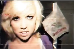 Beautiful and skanky golden-haired slut flashes her fantastic love bubbles on cam