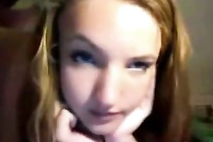 Curly blonde legal age teenager with small zeppelins masturbating on camera