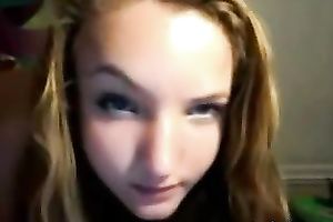 Curly blonde legal age teenager with small zeppelins masturbating on camera