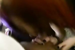 Marvelous redhead non-professional cutie gives head on the movie scene