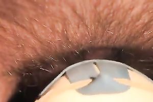 Homemade close up movie scene with me toying my shaggy pussy