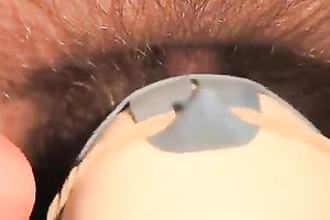 Homemade close up movie scene with me toying my shaggy pussy