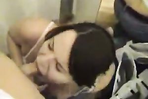 My self assured girlfriend is engulfing on my knob in the dressing room