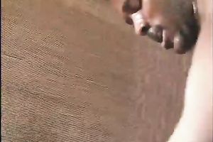 Brunette dark slut polishes BBC with her poontang