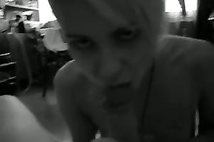 Short-haired blond floozy enjoys engulfing my weenie in POV episode