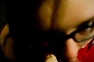 Fat bitch in glasses knows how to give a great oral-sex