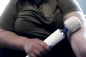 Dirty SSBBW white housewife masturbating with a Hitachi massager