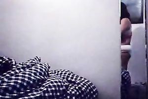 My potbellied lover lets me film her putting her brassiere and pants on