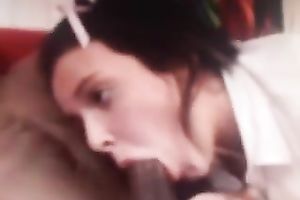 Nasty coed sucks my biggest dark knob like there is no tomorrow