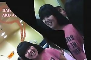 Following hawt Korean playgirl in hot short jeans petticoat