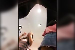 Following hawt Korean playgirl in hot short jeans petticoat