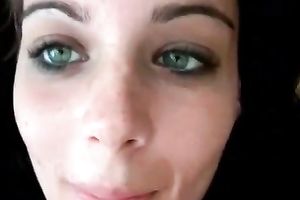 Green eyed brunette hair with giant mambos knows how to masturbate seductively