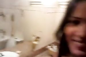 My Indian GF with pierced navel feels comfortable peeing in front of me