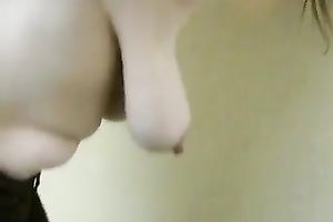 Saggy large white breasts hanging like raw pizza dough