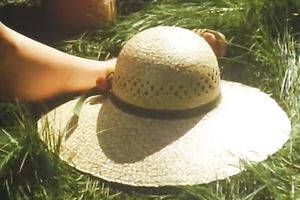 Lustful brunette hair enjoys 69 oral sex in the garden in retro movie