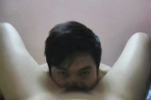 Cute and nerdy Asian legal age teenager chick acquires carpet munch from her boyfriend